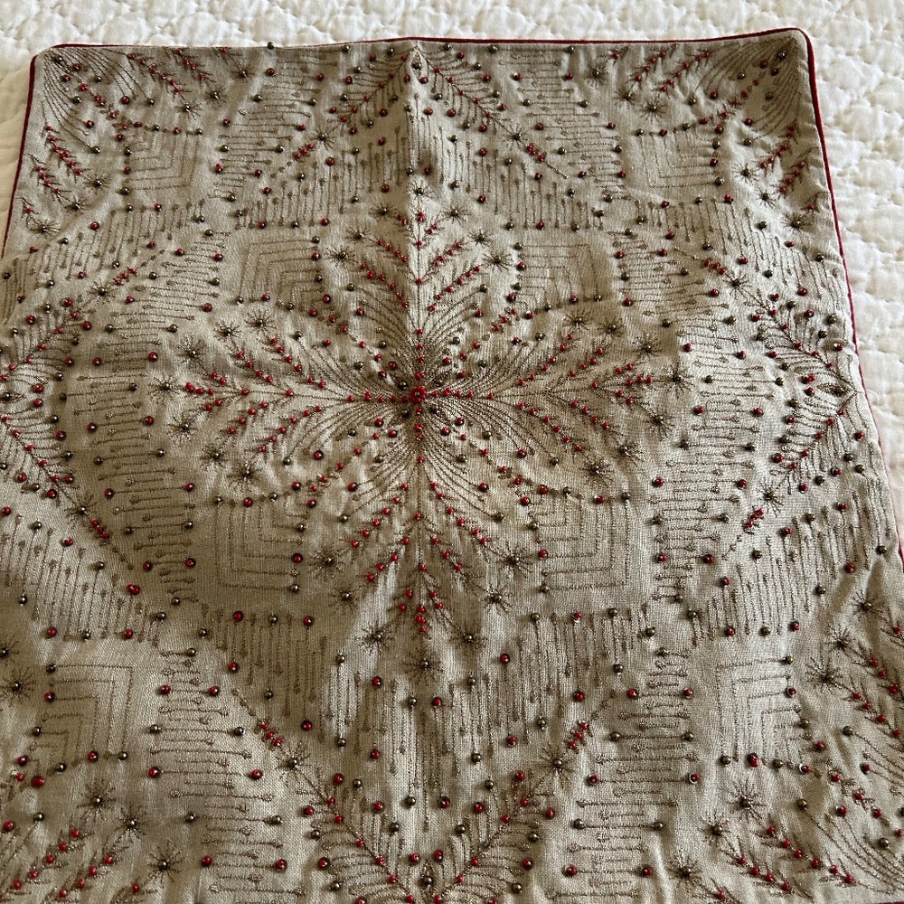 Pottery Barn 20” Bead Embroidered Pillows